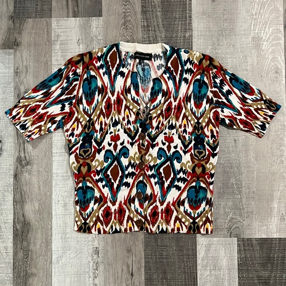 Jones New York Sport 90’s Retro Print 3/4 sleeve cardigan Business Casual - Picture 4 of 16